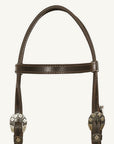 Hilason Western Horse Genuine Leather Headstall Bridle Engraved GS Concho Brown