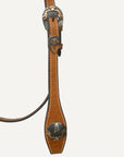Hilason Western Horse Genuine Leather Headstall Bridle Engraved GS Concho Chestnut