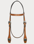 Hilason Western Horse Genuine Leather Headstall Bridle Engraved GS Concho Chestnut