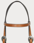 Hilason Western Horse Genuine Leather Headstall Bridle Engraved GS Concho Chestnut