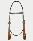 Hilason Western Horse Genuine Leather Headstall Bridle Engraved GS Concho Chestnut
