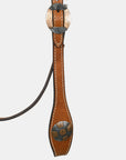 Hilason Western Horse Genuine Leather Headstall Bridle Engraved GS Concho Chestnut