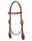Hilason Western Horse Genuine Leather Headstall Bridle Engraved GS Concho Chestnut