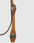 Hilason Western Horse Genuine Leather Headstall Bridle Engraved GS Concho Chestnut