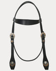 Hilason Western Horse Genuine Leather Headstall Bridle Engraved GS Concho Black