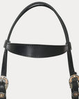 Hilason Western Horse Genuine Leather Headstall Bridle Engraved GS Concho Black