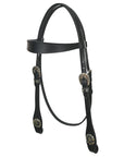 Hilason Western Horse Genuine Leather Headstall Bridle Engraved GS Concho Black