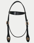 Hilason Western Horse Genuine Leather Headstall Bridle Engraved GS Concho Black