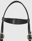 Hilason Western Horse Genuine Leather Headstall Bridle Engraved GS Concho Black