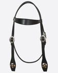 Hilason Western Horse Genuine Leather Headstall Bridle Engraved GS Concho Black
