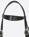 Hilason Western Horse Genuine Leather Headstall Bridle Engraved GS Concho Black