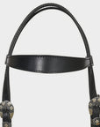 Hilason Western Horse Genuine Leather Headstall Bridle Engraved GS Concho Black