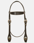 Hilason Western Horse Genuine Leather Headstall Bridle Engraved GS Concho Brown