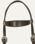 Hilason Western Horse Genuine Leather Headstall Bridle Engraved GS Concho Brown