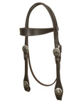 Hilason Western Horse Genuine Leather Headstall Bridle Engraved GS Concho Brown