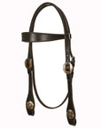 Hilason Western Horse Genuine Leather Headstall Bridle Engraved GS Concho Brown