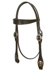 Hilason Western Horse Genuine Leather Headstall Bridle Engraved GS Concho Brown