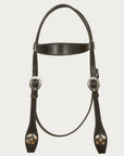 Hilason Western Horse Genuine Leather Headstall Bridle Engraved GS Concho Brown