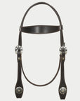 Hilason Western Horse Genuine Leather Headstall Bridle Engraved GS Concho Brown