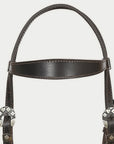 Hilason Western Horse Genuine Leather Headstall Bridle Engraved GS Concho Brown