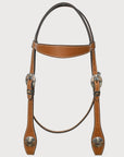 Hilason Western Horse Genuine Leather Headstall Bridle Engraved GS Concho Chestnut