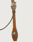 Hilason Western Horse Genuine Leather Headstall Bridle Engraved GS Concho Chestnut