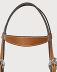 Hilason Western Horse Genuine Leather Headstall Bridle Engraved GS Concho Chestnut