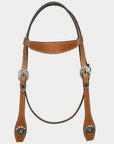 Hilason Western Horse Genuine Leather Headstall Bridle Engraved GS Concho Chestnut