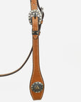 Hilason Western Horse Genuine Leather Headstall Bridle Engraved GS Concho Chestnut