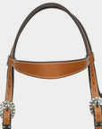 Hilason Western Horse Genuine Leather Headstall Bridle Engraved GS Concho Chestnut