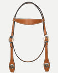 Hilason Western Horse Genuine Leather Headstall Bridle Engraved GS Concho Chestnut