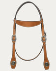Hilason Western Horse Genuine Leather Headstall Bridle Engraved GS Concho Chestnut