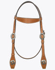 Hilason Western Horse Genuine Leather Headstall Bridle Engraved GS Concho Chestnut