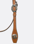 Hilason Western Horse Genuine Leather Headstall Bridle Engraved GS Concho Chestnut