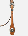 Hilason Western Horse Genuine Leather Headstall Bridle Engraved GS Concho Chestnut