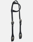 Hilason Horse Genuine Leather One Ear Headstall Bridle GS Concho Black