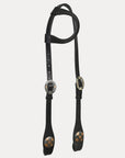 Hilason Horse Genuine Leather One Ear Headstall Bridle GS Concho Black