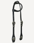 Hilason Horse Genuine Leather One Ear Headstall Bridle GS Concho Black