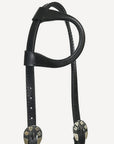 Hilason Horse Genuine Leather One Ear Headstall Bridle GS Concho Black