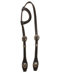 Hilason Western Horse Genuine Leather One Ear Headstall Bridle Engraved GS Concho Brown