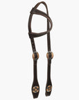 Hilason Western Horse Genuine Leather One Ear Headstall Bridle Engraved GS Concho Brown
