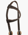 Hilason Western Horse Genuine Leather One Ear Headstall Bridle Engraved GS Concho Brown