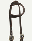Hilason Western Horse Genuine Leather One Ear Headstall Bridle Engraved GS Concho Brown