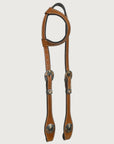 Hilason Western Horse Genuine Leather One Ear Headstall Bridle Engraved GS Concho Chestnut