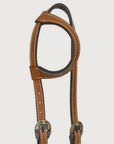Hilason Western Horse Genuine Leather One Ear Headstall Bridle Engraved GS Concho Chestnut