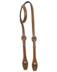 Hilason Western Horse Genuine Leather One Ear Headstall Bridle Engraved GS Concho Chestnut