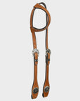Hilason Western Horse Genuine Leather One Ear Headstall Bridle Engraved GS Concho Chestnut