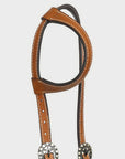 Hilason Western Horse Genuine Leather One Ear Headstall Bridle Engraved GS Concho Chestnut