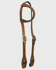 Hilason Western Horse Genuine Leather One Ear Headstall Bridle Engraved GS Concho Chestnut