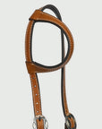Hilason Western Horse Genuine Leather One Ear Headstall Bridle Engraved GS Concho Chestnut